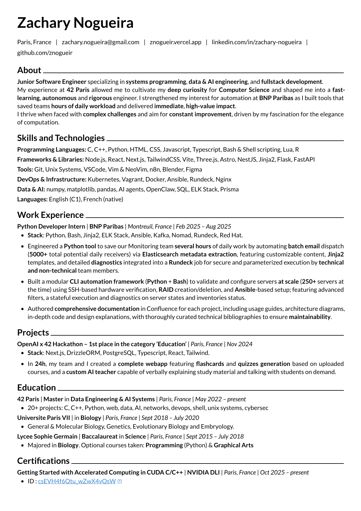 Zachary Nogueira CV